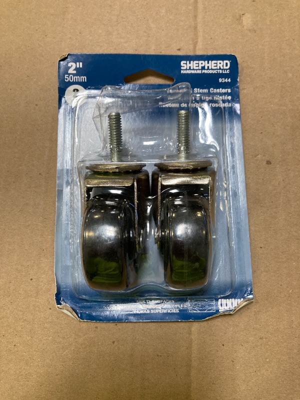 Photo 1 of Shepherd Hardware 9344 2-Inch Threaded Stem Casters, 5/16-Inch Stem Diameter, 80-lb Load Capacity, (Pack of 2) , Black