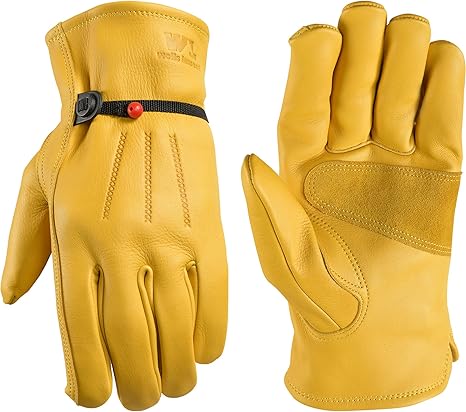 Photo 1 of Wells Lamont mens Leather Work Gloves with Wrist Closure DIY Yardwork Construction Motorcycle Large Wells Lamont, Saddletan, Large Pack of 1