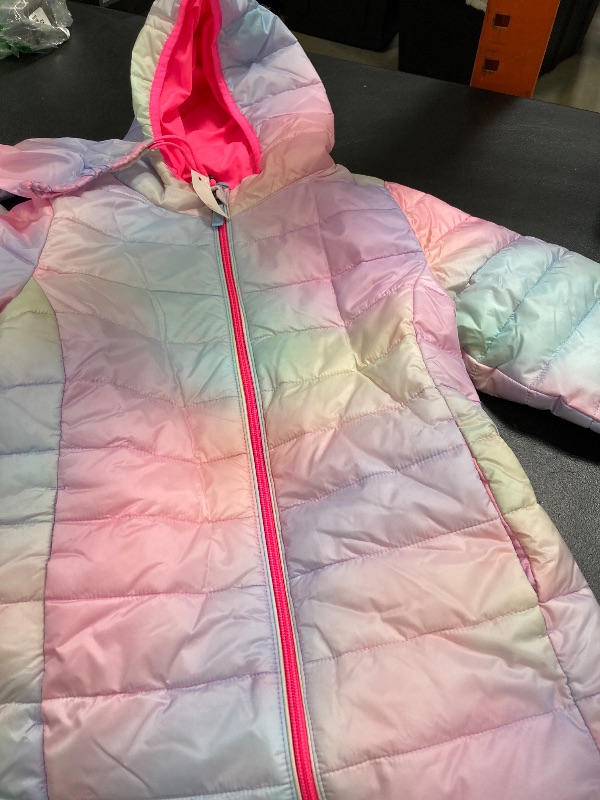 Photo 1 of Amazon Essentials Girls' Lightweight Water-Resistant Packable Hooded Puffer Jacket, Pink Ombre, XX-Large