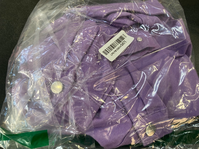 Photo 1 of Allegra K Women's Denim Jacket Button Down Collarless Long Sleeve Jean Jackets Small Purple