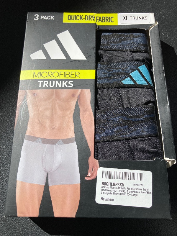 Photo 1 of adidas Men's Trunk Underwear, Performance Athletic fit (3-Pack), Black/Team Royal Blue/Better Scarlet/Microfiber, X-Large