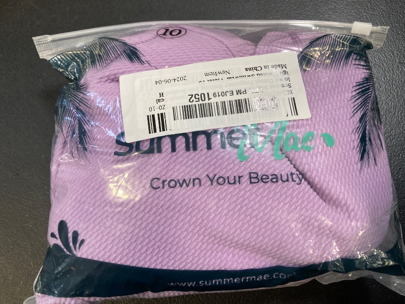 Photo 1 of Summer Mae Maternity One Piece Swimsuit Scalloped Cutout Pregnancy Bathing Suit Ruched High Waisted Swimwear Violet - size 10