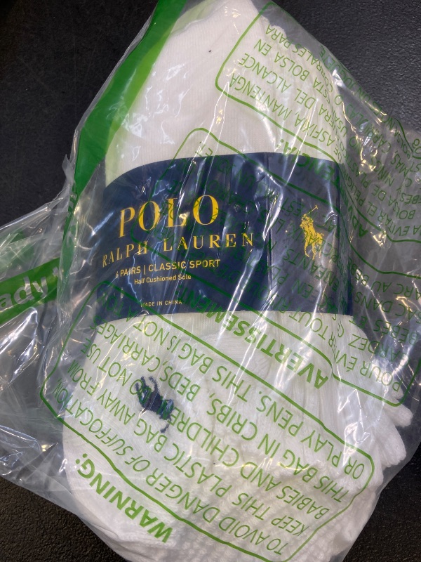 Photo 1 of Polo Ralph Lauren Mens NO Show Socks (Size 6-12, White 6 Pairs)