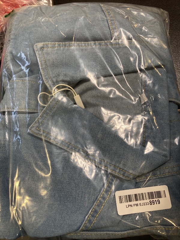 Photo 1 of Omoone Women's Oversized Mid Long Denim Jacket Jean Biker Coat(0199-Denim Blue-S)