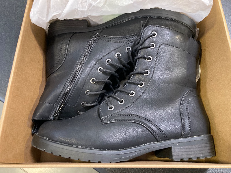 Photo 1 of Amazon Essentials Women's Lace-Up Combat Boots, Black, 8