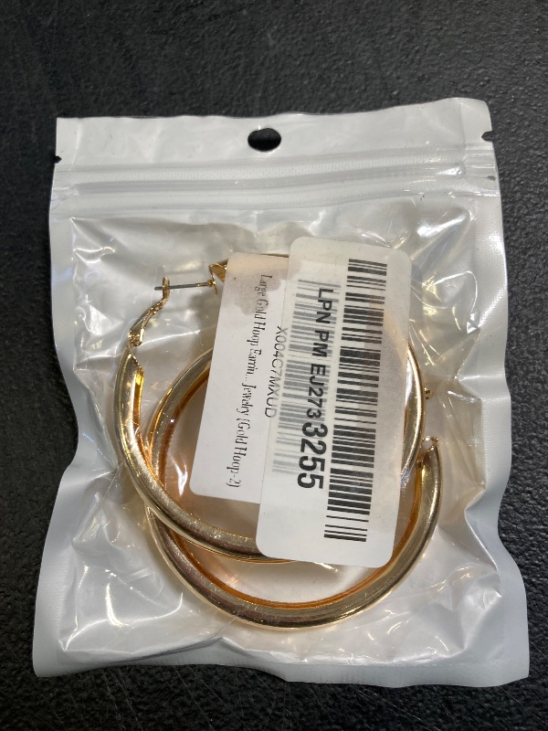 Photo 1 of ONBRIG Large Silver Hoop Earrings for Women Lightweight Chunky Gold Hoops Earrings 14k Gold Big Earrings for Women Thick Hoops Earrings Jewelry (Gold Hoop-2), Gold, Silver