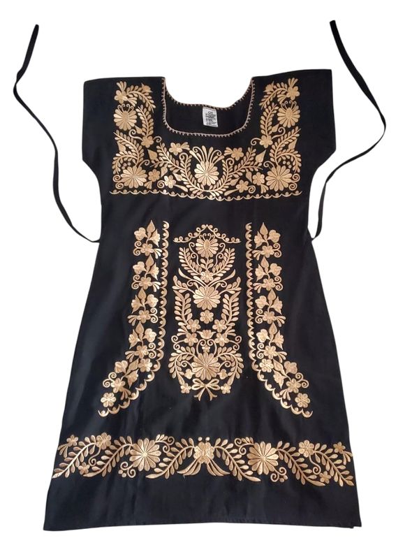 Photo 1 of Authentic Mexican Embroidered Dress from Mexico Black Dress Short Sleeve (Small)