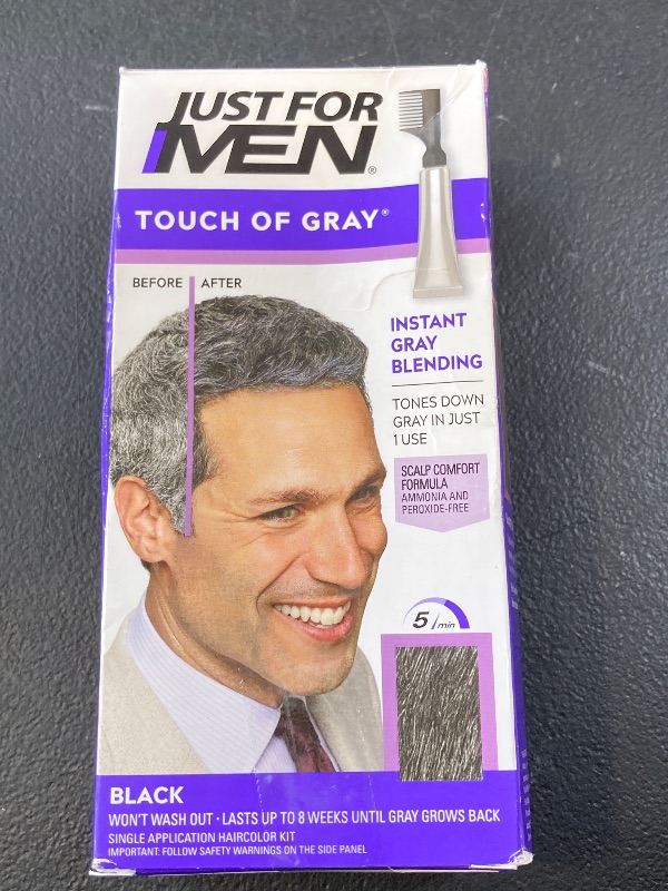 Photo 1 of Just For Men Touch of Gray, Men's Hair Color Kit with Comb Applicator for Easy Application, Great for a Salt and Pepper Look - Black, T-55, Pack of 1