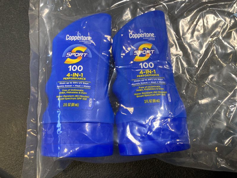 Photo 1 of Coppertone SPORT Sunscreen SPF 100 Lotion, Water Resistant Sunscreen, Body Travel Size 3 Fl Oz ( 2 PACK / FINAL SALE )