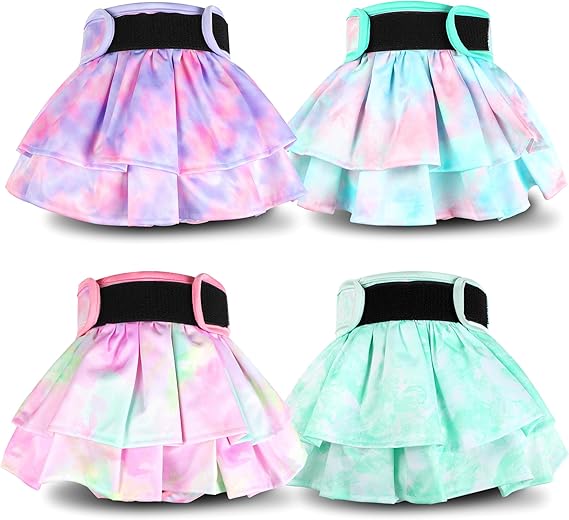Photo 1 of Washable Female Dog Diapers Skirt (4 Pcs) - Reusable Doggie Diapers with Adjustable Snaps, High Absorbency Leak-Proof Puppy Diapers for Female Dog in Heat, Period, Incontinence - size L