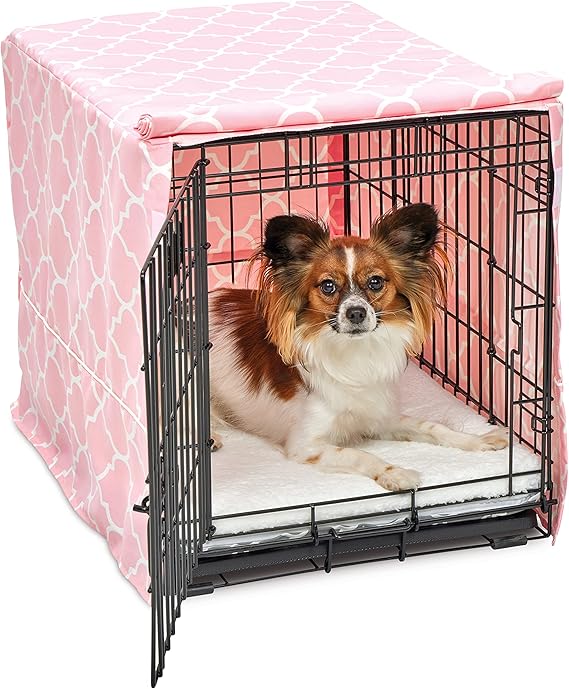 Photo 1 of New World Pet Products Dog Crate Cover Featuring Teflon Fabric Protector, Dog Crate Cover Fits Midwest 24-Inch Dog Crates, Pink Designer Pattern - size 36 L x 23 W x 25 H in 