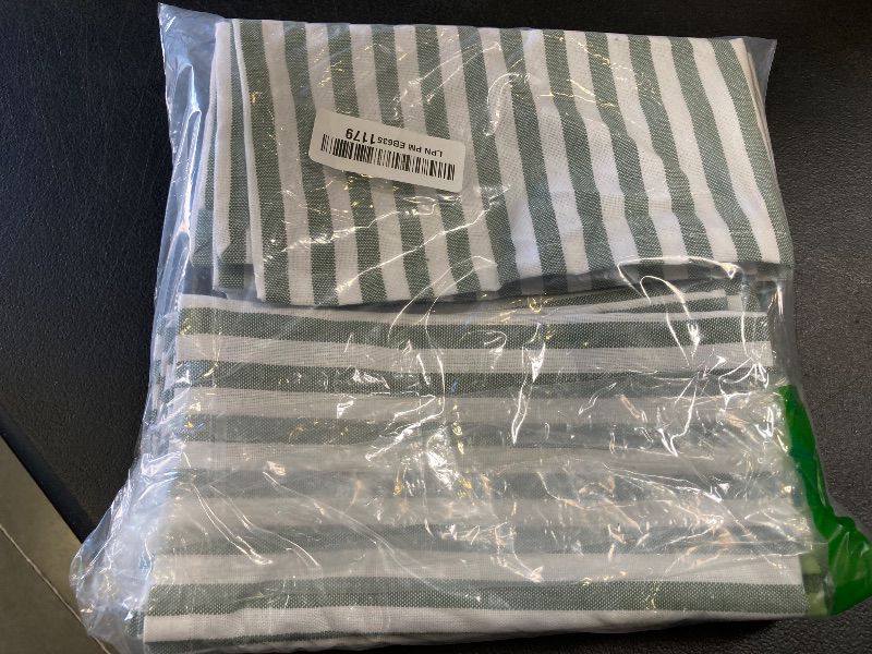 Photo 1 of Cotton Cloth Small Stripe Napkins, Set of 12 Dinner Napkin (18" x 18"), Daily Use Fabric for Events, Gift, Home Decor, Kitchen Party, Wedding, Green