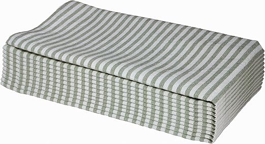 Photo 1 of Cotton Cloth Small Stripe Napkins, Set of 12 Dinner Napkin (18" x 18"), Daily Use Fabric for Events, Gift, Home Decor, Kitchen Party, Wedding, Green