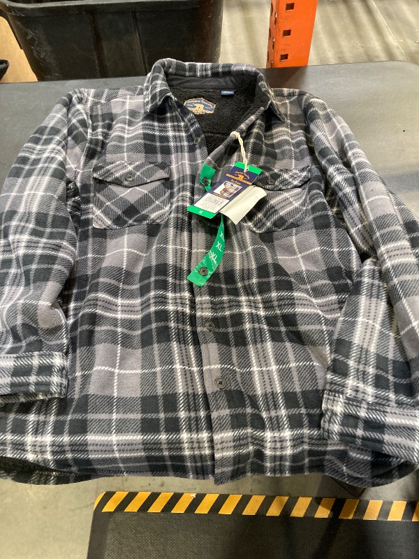 Photo 1 of Freedom Foundry Men's Plaid Fleece Jackets Super Plush Sherpa Lined Jacket Shirt (Charcoal Grey, X-Large)