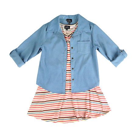 Photo 1 of Lilt Little & Big Girls Short Sleeve 2-pc. Dress Set, 10, Blue