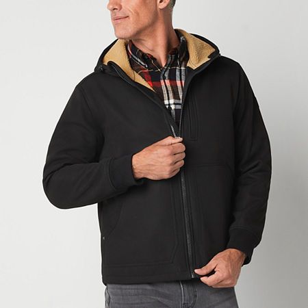 Photo 1 of Free Country Mens Hooded Sherpa Lined Midweight Softshell Jacket, Large, Black