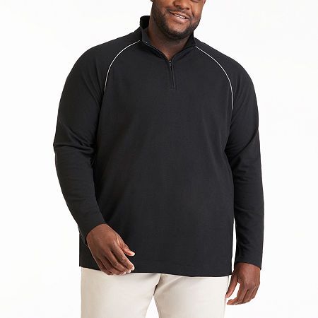 Photo 1 of Van Heusen Big and Tall Mens Mock Neck Long Sleeve Quarter-Zip Pullover, X-large Tall, Black