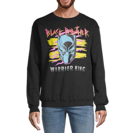 Photo 1 of Mens Crew Neck Long Sleeve Marvel Black Panther Sweatshirt, Large, Black
