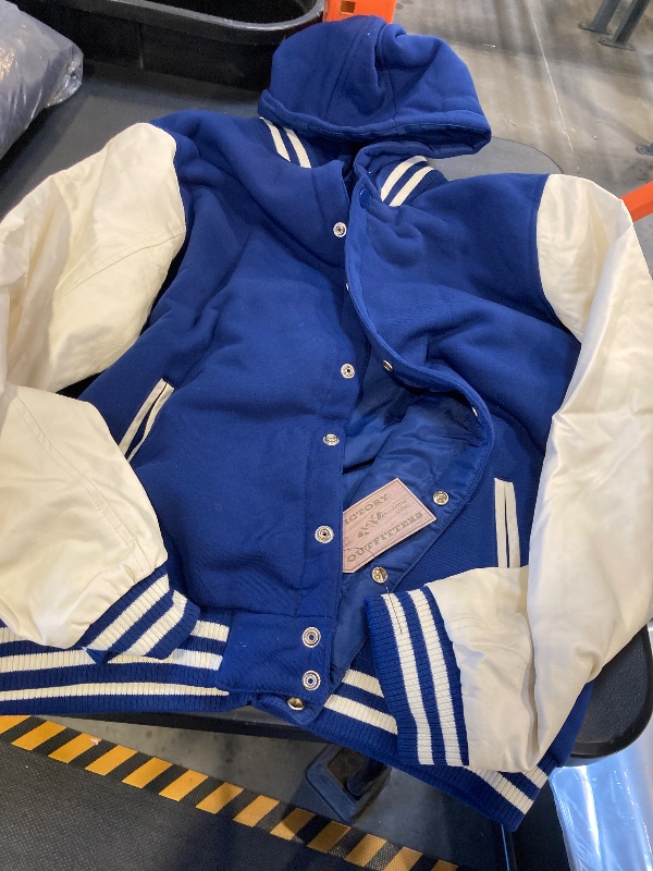Photo 1 of Vintage Leather Mens Faux Leather Reversible Lightweight Varsity Jacket, X-large, Blue