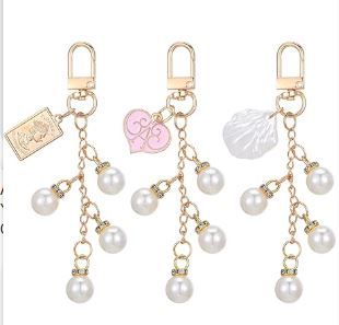 Photo 1 of 3Pcs Cute Keychains for Women, Aesthetic Keychain Charms with Ring and Clip Keychain Car Key Ring Accessories Key Chains Purse Bag Charms for Handbag Wallet Backpack