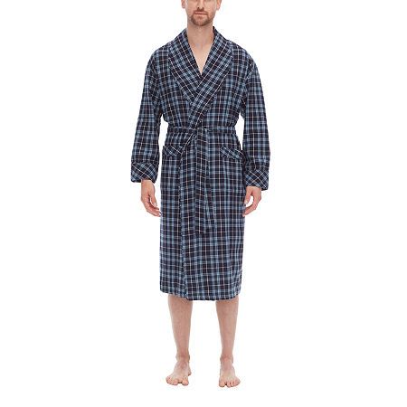 Photo 1 of Residence Mens Big and Tall Flannel Long Sleeve Long Length Robe, 2x-3x-large Tall, Blue