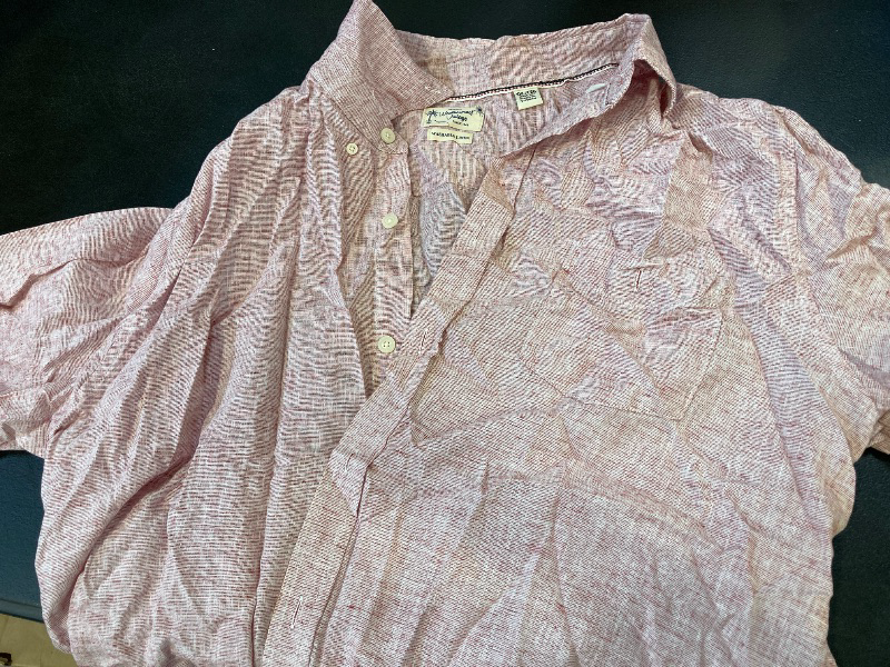 Photo 1 of Weatherproof Vintage Men's Short Sleeve Linen Cotton Blend Woven Button Down Shirt Red - size XXL 