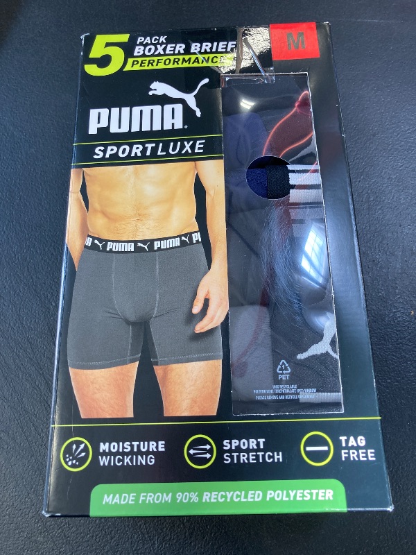 Photo 1 of Puma Men's Microfiber Boxer Brief, 5-pack (Medium, Black / Grey / Blue)