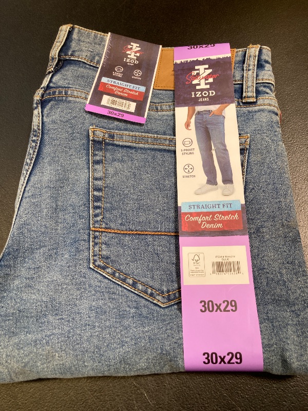 Photo 1 of IZOD Men’s Straight Fit Classic 5-Pocket Style Jean (Blue, 30W x 29L)