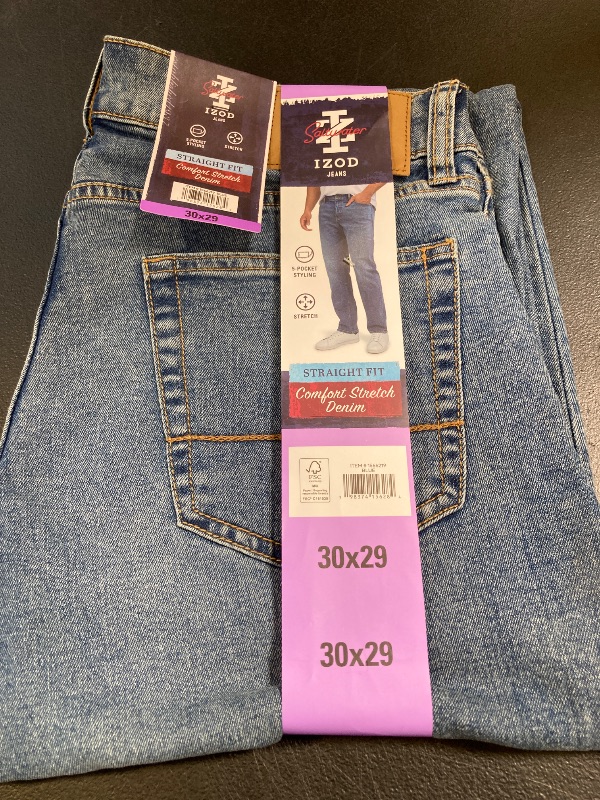 Photo 1 of IZOD Men’s Straight Fit Classic 5-Pocket Style Jean (Blue, 30W x 29L)