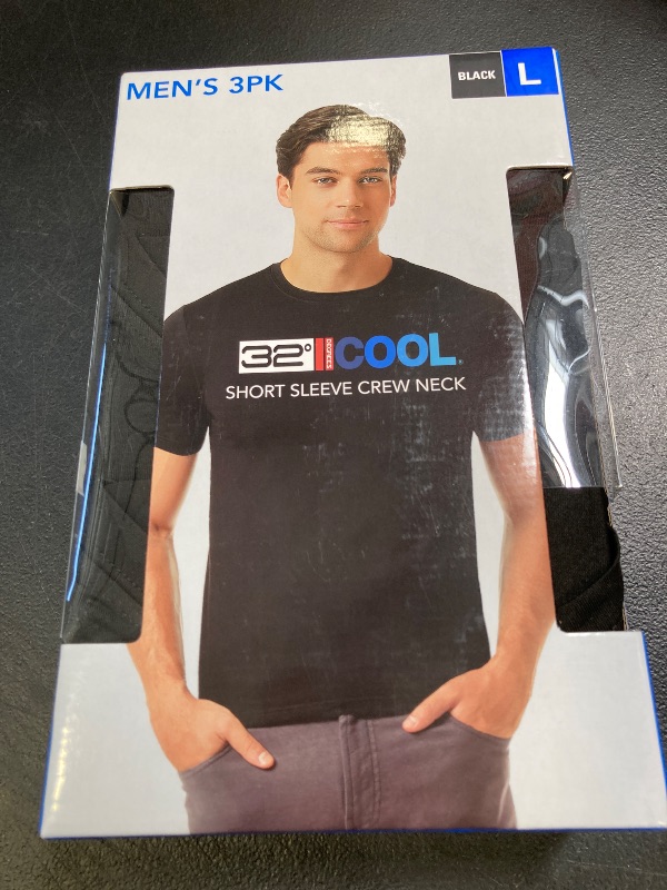 Photo 1 of 32 Degrees Men's Cool Tee, 3-Pack (US, Alpha, Large, Regular, Black)