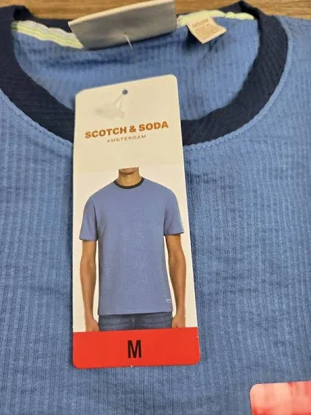 Photo 1 of Scotch & Soda Men's Relaxed-fit Textured Short Sleeve T-shirt Blue - size XL