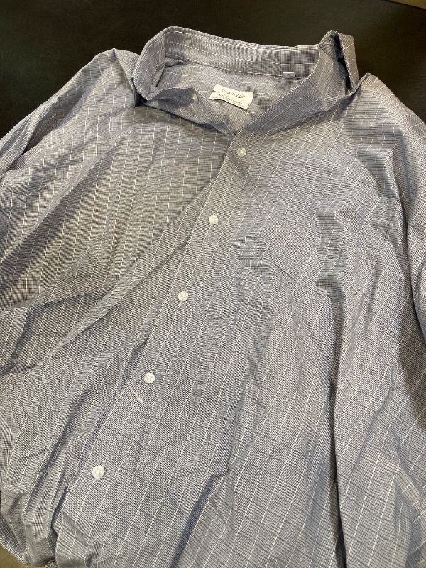 Photo 1 of Calvin Klein Men’s Tech Active Stretch Dress Shirt, Blue Plaid - size 34 / 35 2XL