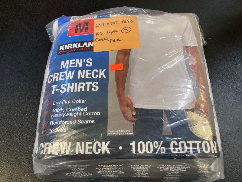 Photo 1 of Men's Kirkland Signature 100% Cotton Crew Neck Undershirt T-Shirt 6 Pack
