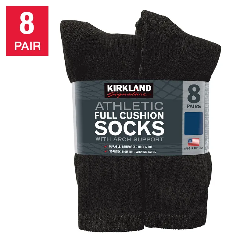 Photo 1 of Kirkland Signature Men's Athletic Sock, 8-pair, Shoe Size 8 - 12 
