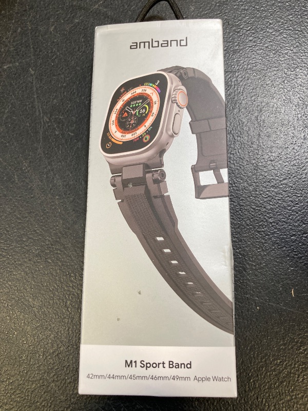 Photo 1 of amBand Bands Compatible with Apple Watch Ultra 2/1 49mm, M1 Sport Series Rugged Durable Strap with Metal Connector to Match Ultra's Titanium Case for iWatch 49 mm Men Black Brushed
