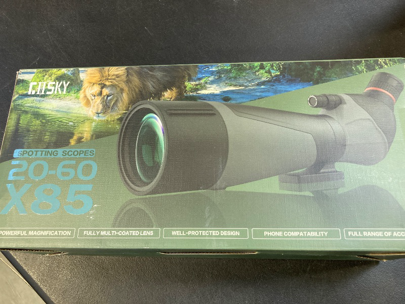 Photo 1 of Gosky 20-60x85 Spotting Scope with Full Size Tripod, Phone Adapter and Cleaning Kit, Spotting Scopes for Bird Watching, Wildlife Viewing, Portable with Carrying Bag