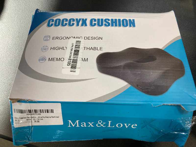 Photo 1 of Memory Foam Seat Chair Cushion for Relieves Back Sciatica Pain Tailbone Pain Coccyx Degenerating Disc Orthopedic Osteoarthritis Prostate Cushion Low Back Pain Cushion Hip Shaping (Dark Gray)