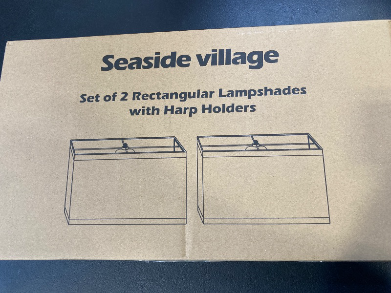 Photo 1 of Rectangle Lamp Shades Set of 2, 16"L x 8"W x 10"H Large Beige Lampshades for Table Lamps Floor Lamps, Natural Linen Lamp Shade Replacement, Spider, Harp Holders Included, Easy Assembly Required