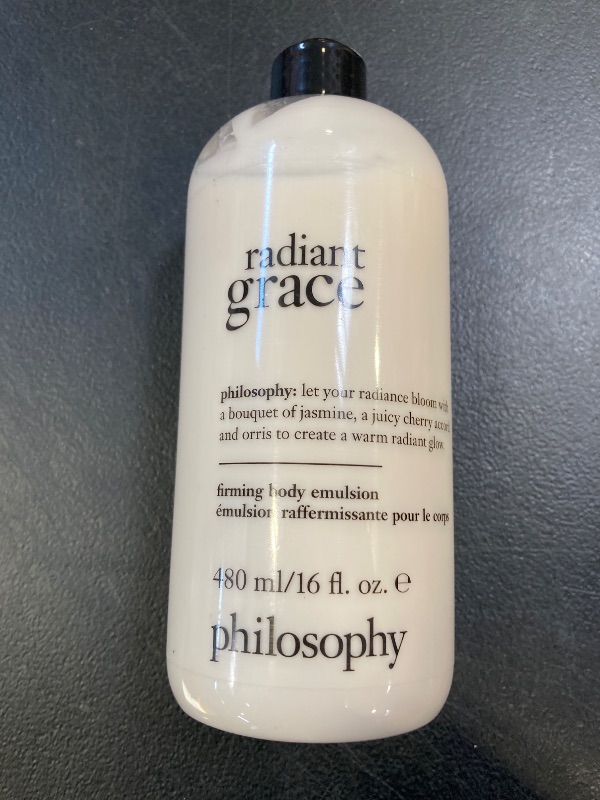 Photo 1 of philosophy radiant grace firming body emulsion - luxury scented body lotion - with shea butter - notes of jasmine, black cherry & sandalwood - 16 fl oz
