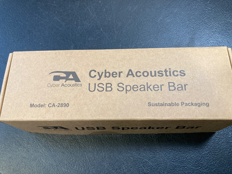 Photo 1 of Cyber Acoustics USB Speaker Bar (CA-2890) – Stereo USB Powered Speaker, Easily Clamps to Monitor, Convenient Controls