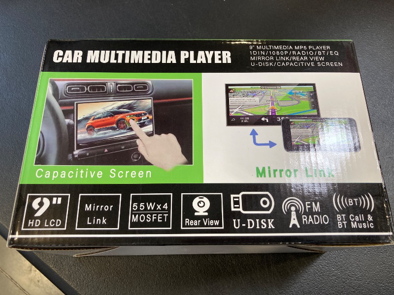 Photo 1 of NHOPEEW Single Din Touchscreen Radio with Wireless Carplay and Android Auto - 9 Inch Car Stereo with Bluetooth/Mirror Link/SWC/FM/Seven Color Backlight + 12leds Backup Camera & Microphone