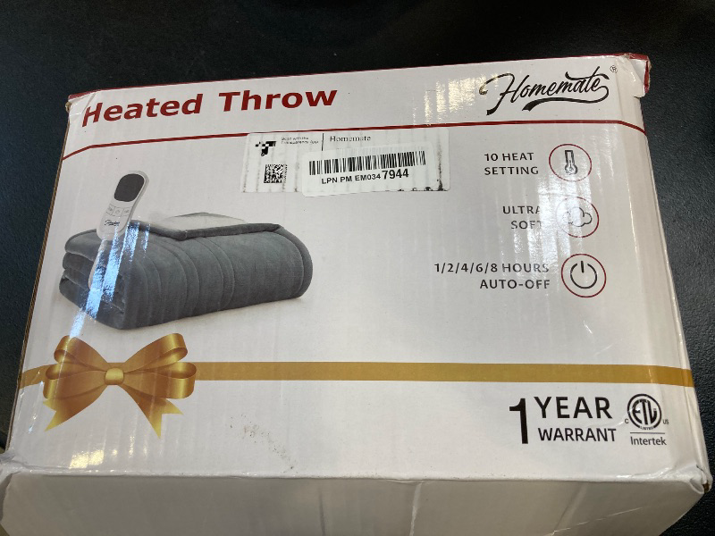 Photo 1 of Homemate Heated Blanket Electric Throw - 50"x60" Heating Blanket Throw 1/2/4/6/8 Hours Auto-Off 10 Heat Level Over-Heat Protection Flannel Sherpa Electric ETL Certification
