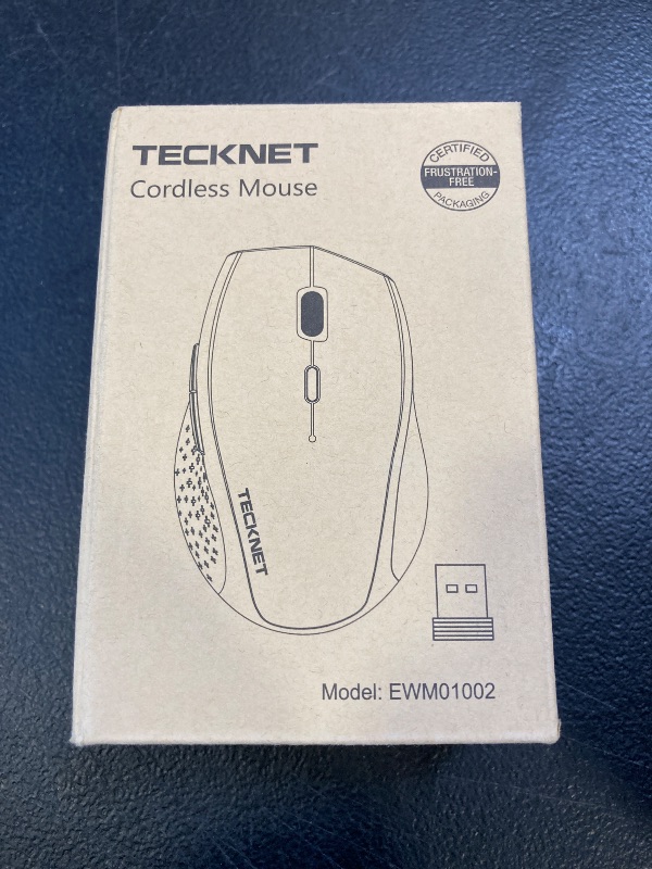 Photo 1 of TECKNET Wireless Mouse, 2.4G Computer Mouse with 6-Level Adjustable 4800 DPI, 30 Months Battery, Ergonomic Grips, 6 Buttons Portable for PC, Chromebook, Mac - White