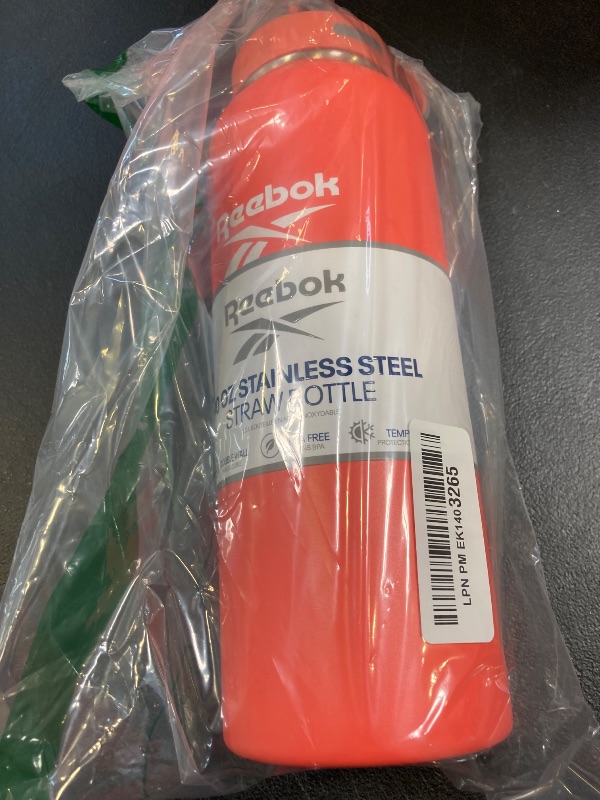 Photo 1 of Reebok Stainless Steel Water Bottle With Straw & Lifestyle Design - Insulated Water Bottles 40 oz - Double Wall Vacuum Insulated Sports Water Bottle With Straw, BPA Free (Red)