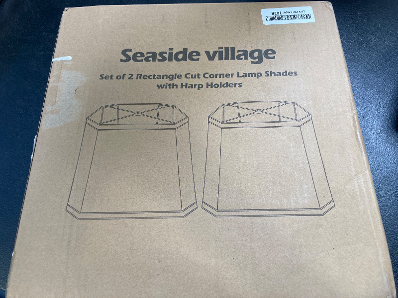 Photo 1 of Rectangle Cut Corner Lamp Shades Set of 2, 10.5" x 10"x 13" Modern Medium Gold Lampshades with Brown Rim, Included 2 Pack Lamp Harps, Suitable for E26 Base and Saddle Base, Easy Assembly Required