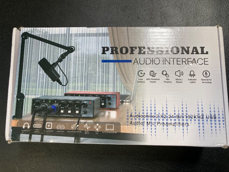 Photo 1 of USB Audio Interface for PC Computer Recording Music, Red 2x2 Guitar Audio Interface for Mac 24Bit/192kHz Podcasting Streaming for Vocalist Producer with 48V Phantom Power