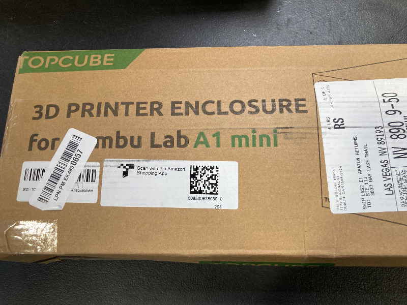 Photo 1 of TOPCUBE 3D Printer Enclosure for Bambu Lab A1 Mini, Large Transparent Window Enclosure with LED Light, Fireproof Dustproof Noise Reduction Constant Temperature 3D Printer Cover, 460x460x550MM