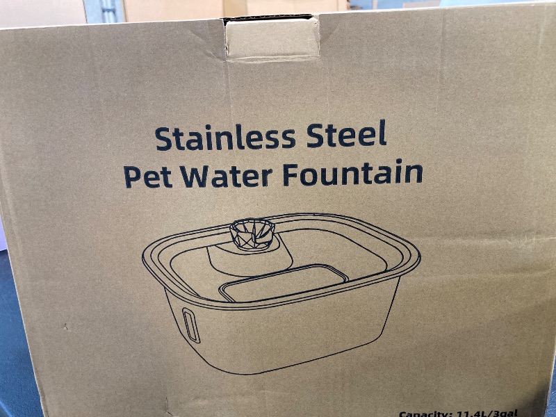 Photo 1 of Dog Water Fountain for Large Dogs, 3Gal Stainless Steel Dog Fountain Water Bowl Dispenser with 4 Filters Water Level Window, Automatic Big Extra Large Capacity Pet Water Fountain, Easy Clean, Quiet Pump