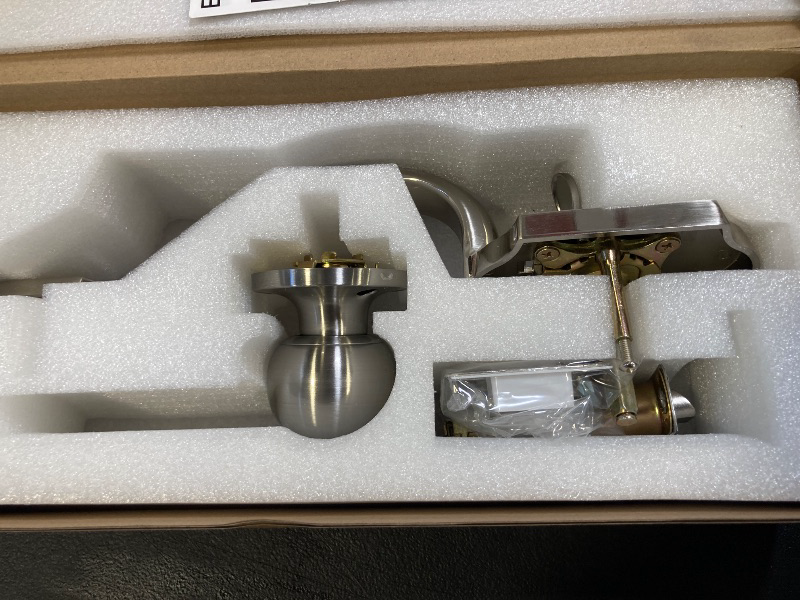 Photo 1 of Front Door Knob Handleset, Entry Door Handle Set with Cove Knob for Right and Left Handed Sided Doors, Interior and Exterior Entrance Passage Lock, Lower Half Grip, Satin Nickel