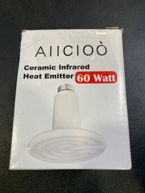 Photo 1 of Reptile Heat Lamp Bulb -60W Ceramic Heat Emitter No Harm No Light Infrared Heater Lamp for Chicken Coop Lizard Aquarium Snake Outside Dogs Brooder 110V,White